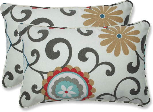 Outdoor/Indoor Pom Play Peachtini Lumbar Pillows, 11.5" X 18.5", Blue, 2 Count
